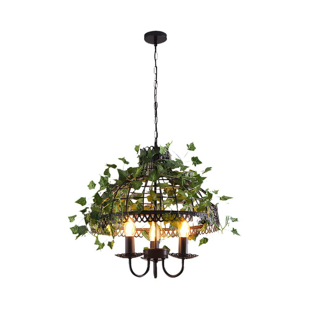 Enchanted Forest Iron Cage Pendant Light with Vines