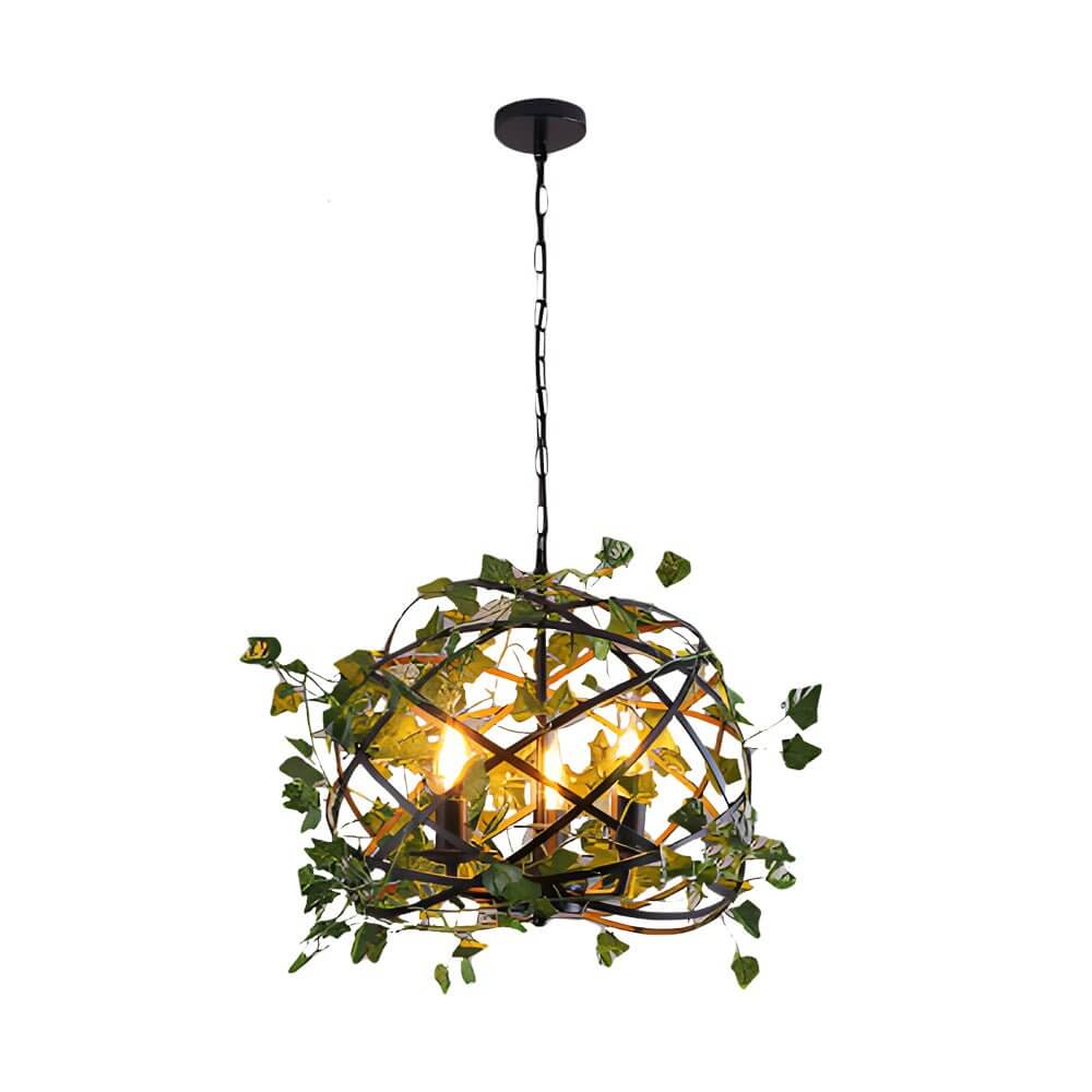 Enchanted Forest Iron Cage Pendant Light with Vines