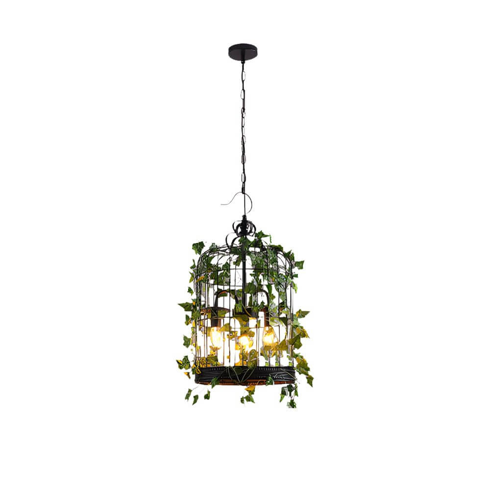 Enchanted Forest Iron Cage Pendant Light with Vines