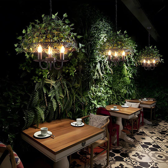 Enchanted Forest Iron Cage Pendant Light with Vines