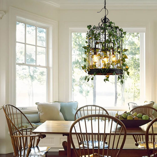 Enchanted Forest Iron Cage Pendant Light with Vines