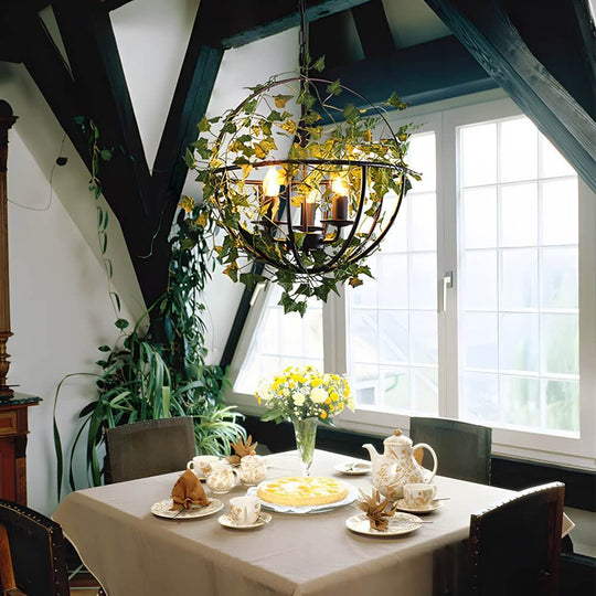 Enchanted Forest Iron Cage Pendant Light with Vines