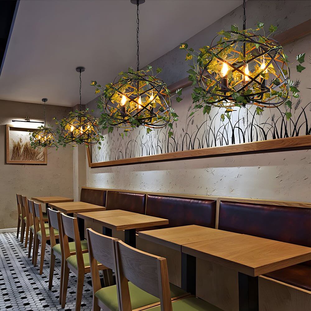 Enchanted Forest Iron Cage Pendant Light with Vines
