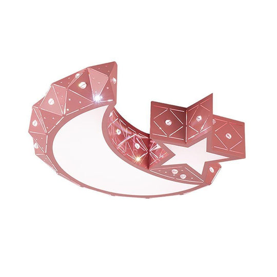 Moon and Star Shaped LED Flush Mount Ceiling Light – Modern Children’s Room Fixture