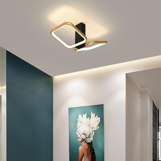 Squares Reflective Gold LED Flush Mount Ceiling Light