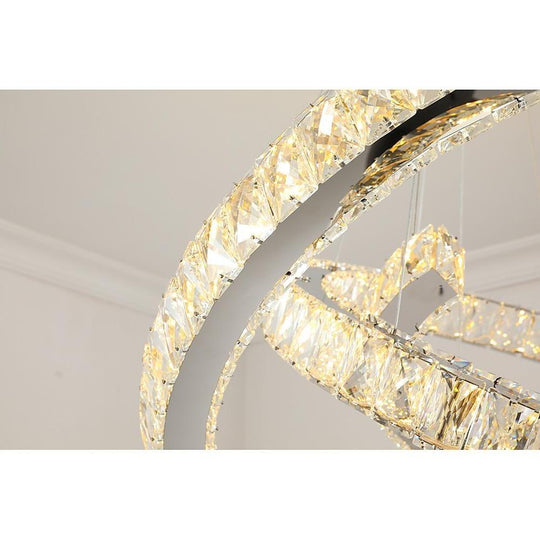Wave LED Crystal Stainless Steel Chandelier