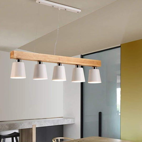 Row of Lights Farmhouse Pendant Light Metal & Wood Pendant Lighting