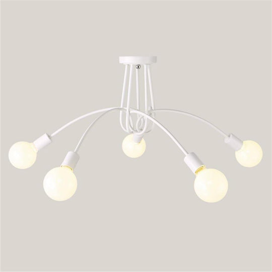 5-Light Twisted Metal Frame LED Vintage Chandelier