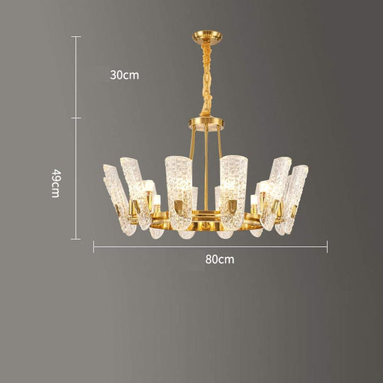 8 Light LED Electroplated Metal and Glass Chandelier Classic Gold Ceiling Light