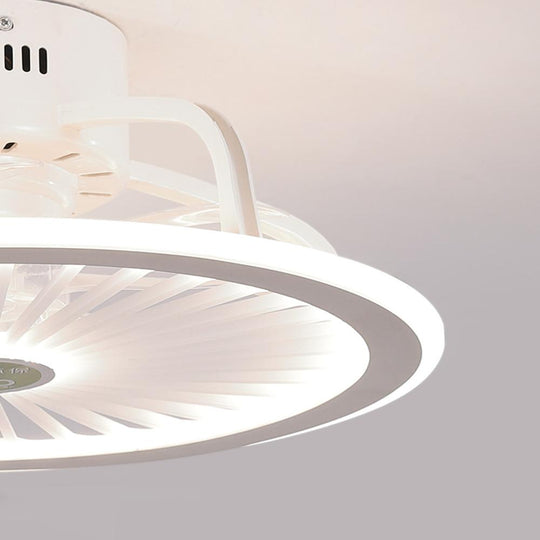 Modern Black & White Bladeless Ceiling Fan with LED Light