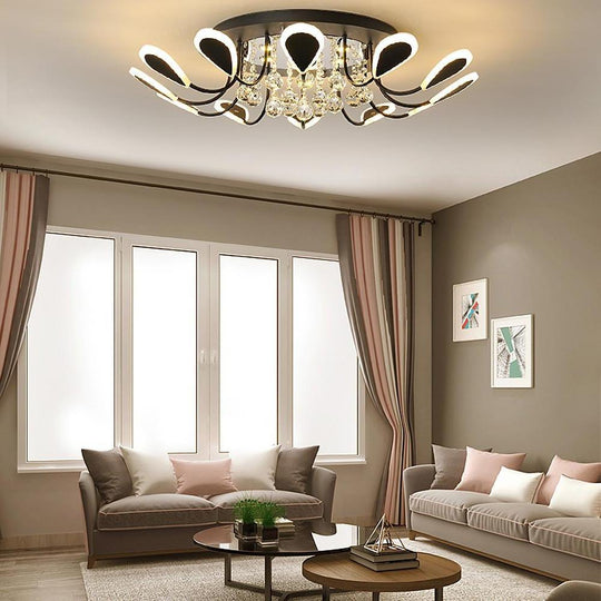 Creative Flower Shaped Dimmable LED Crystal Modern Ceiling Light
