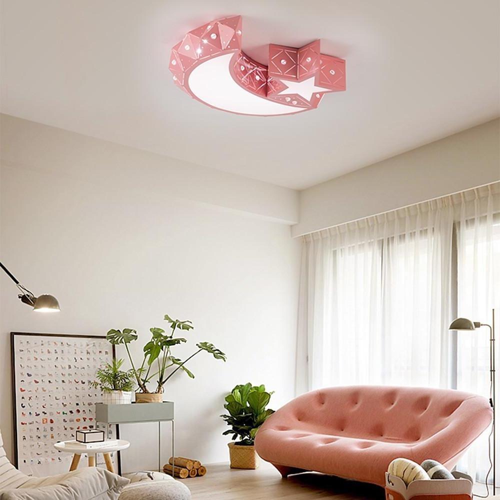 Moon and Star Shaped LED Flush Mount Ceiling Light – Modern Children’s Room Fixture