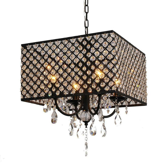 Square Electroplated Metal Glass LED Nordic Chandelier Pendant Light