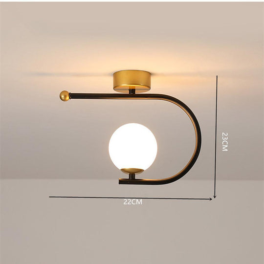 Black Flush Mount Ceiling Light – Curved Globe Traditional Design