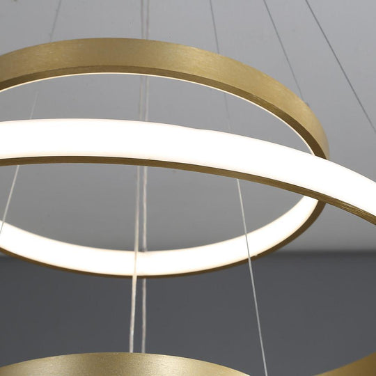 3-Ring Dimmable Contemporary Gold LED Chandelier Pendant Light