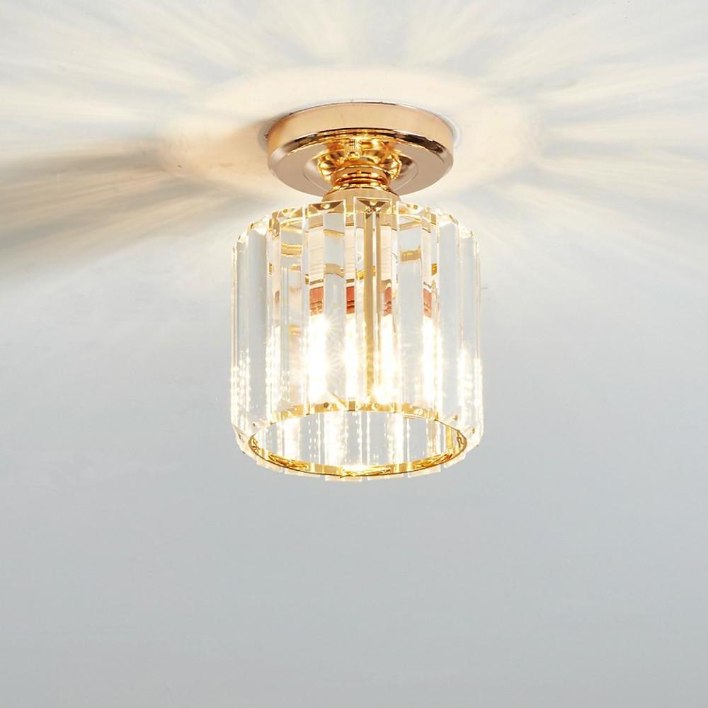 Modern Crystal Metal Industrial LED Semi-Flush Ceiling Light