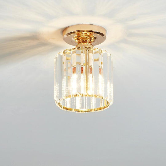 Modern Crystal Metal Industrial LED Semi-Flush Ceiling Light