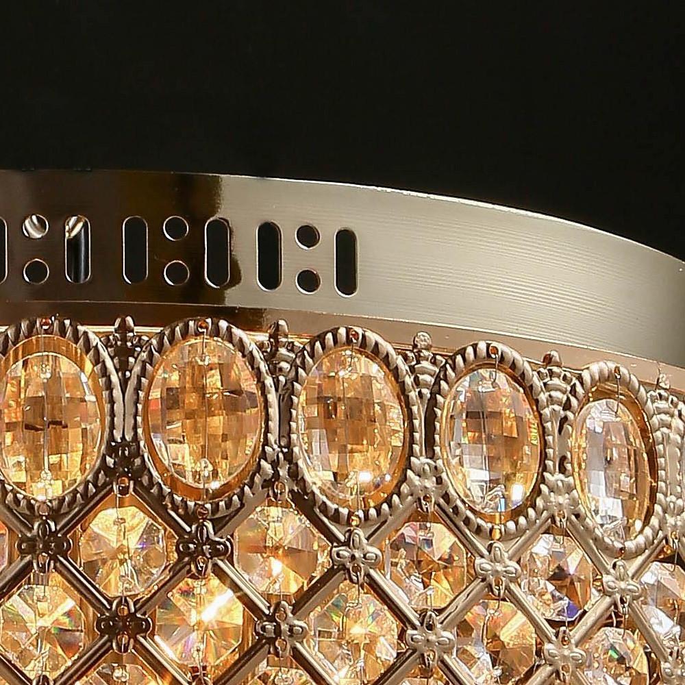 4-Light Drum Shaped Crystal Metal Modern Flush Mount Chandelier