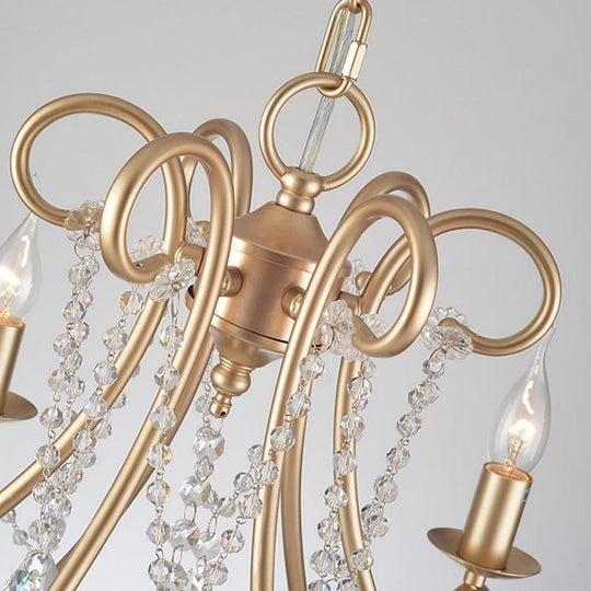 Vintage 8 Light Candle Chandelier with Crystal Accents