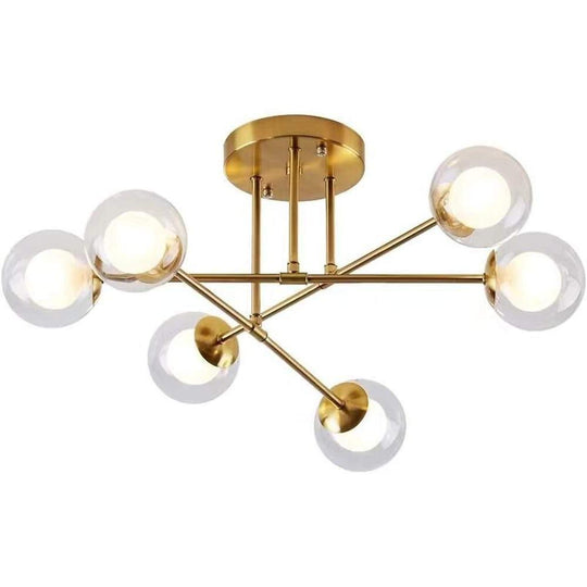 6-Light Glass Sputnik LED Modern Chandelier