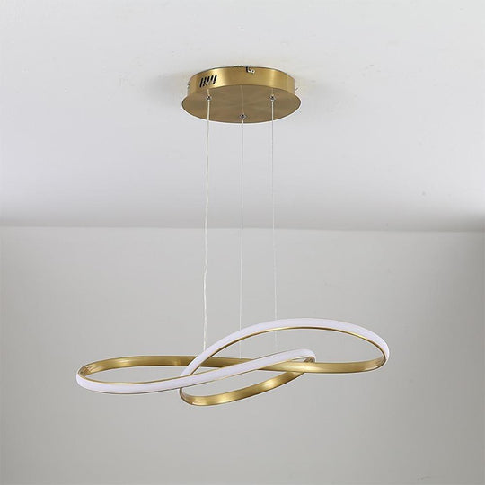 Interweaved Wave LED Gold Modern Hanging Lamp Island Pendant Light