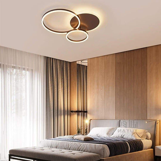 26'' LED Artistic Flush Mount Ceiling Light with Luxury 3 Ring – Bedroom