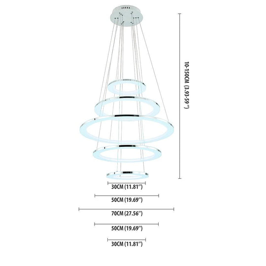 Adjustable Contemporary 5-Tier LED Modern Pendant Chandelier