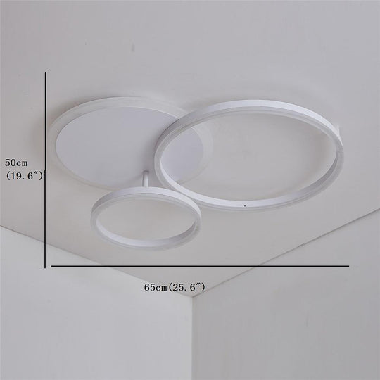 3 Layers LED Modern Circle Flush Mount Light 3 Color Dimmable 26" x 20"
