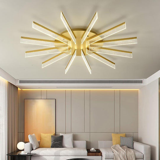 12 Lights Circular Linear Design LED Nordic Flush Mount Ceiling Light