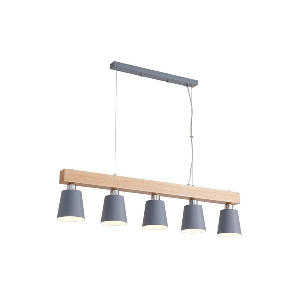 Row of Lights Farmhouse Pendant Light Metal & Wood Pendant Lighting