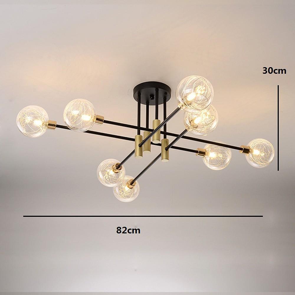 8-Light Electroplated Metal Glass LED Modern Flush Mount Lighting