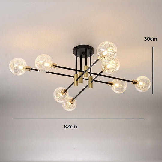 8-Light Electroplated Metal Glass LED Modern Flush Mount Lighting