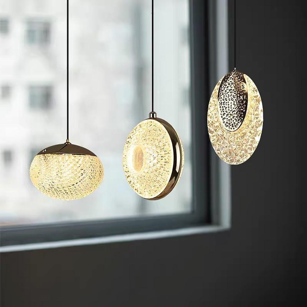 Circle Shaped Electroplated Acrylic LED Modern Pendant Light
