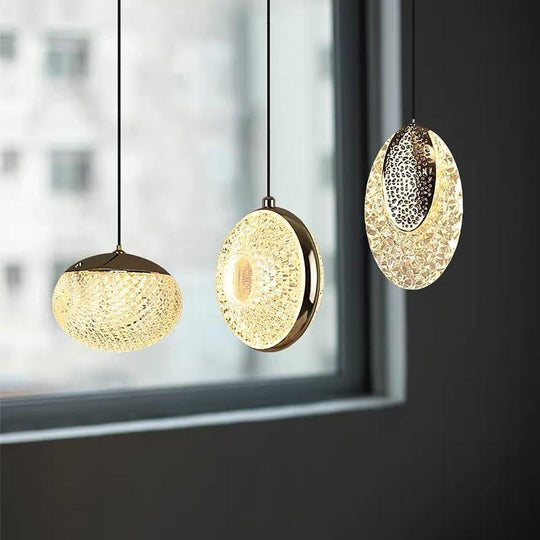 Circle Shaped Electroplated Acrylic LED Modern Pendant Light