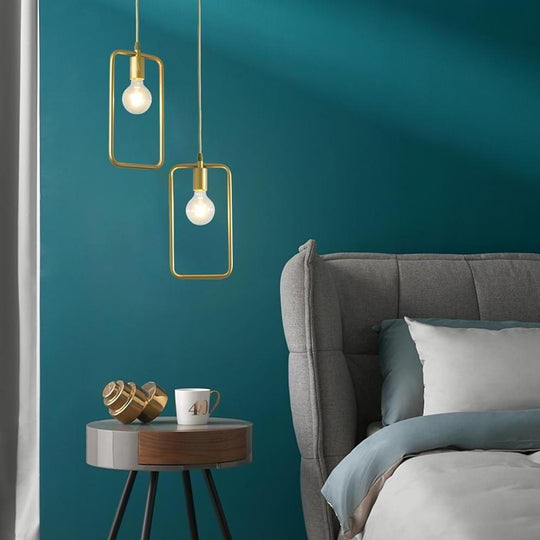 Metal Black and Gold Ceiling Light – Rounded Square Pendant