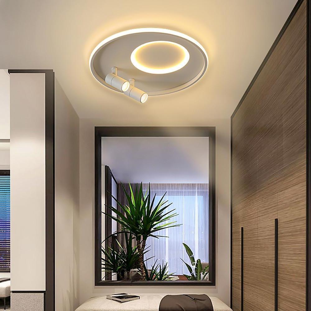 Circle Modern LED Flush Mount Ceiling Light with Dual Spotlights