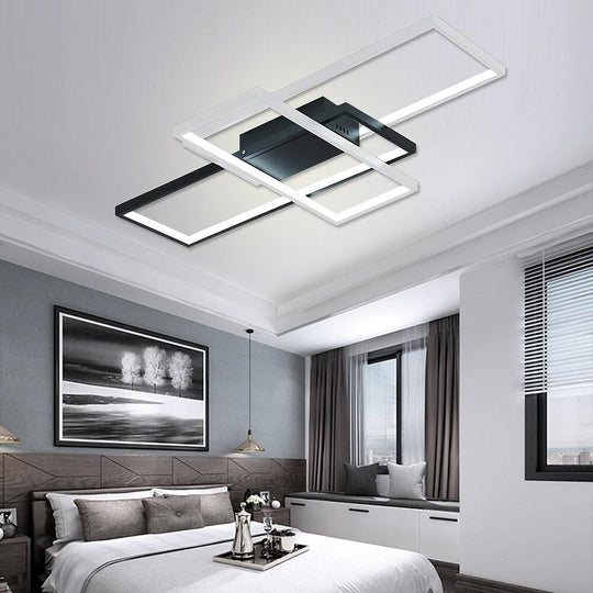 Multi Rectangle Large Flush Mount LED Ceiling Light with 3 Tiers