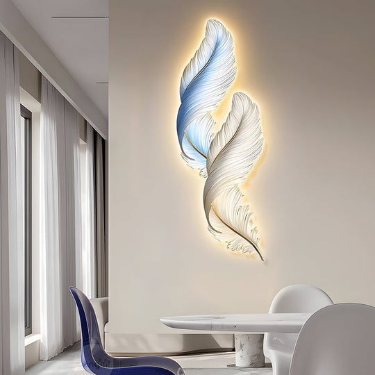 Feather Decorative Painting with USB Remote LED Wall Light