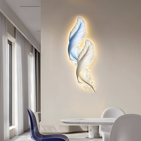 Feather Decorative Painting with USB Remote LED Wall Light