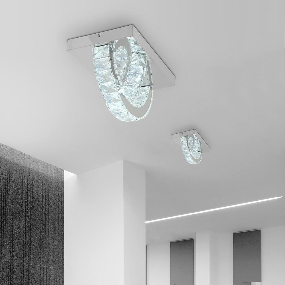 Small Crystal Semicircular LED Flush Mount Ceiling Light
