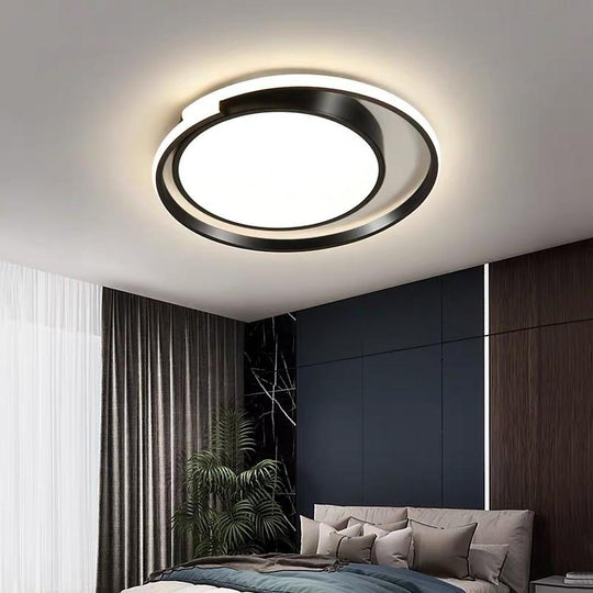 Black/Gold Circular Minimalist LED Flush Mount Ceiling Light