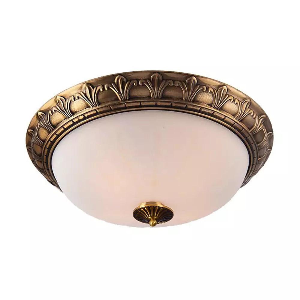 Antique Bronze Flush Mount Ceiling Light with Frosted Glass