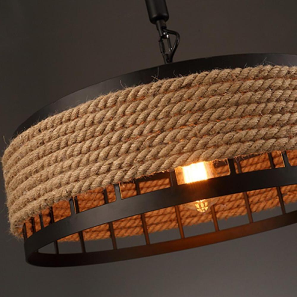 Circular Rope Wrapped Country Chandelier Pendant Light