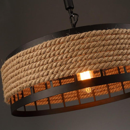 Circular Rope Wrapped Country Chandelier Pendant Light