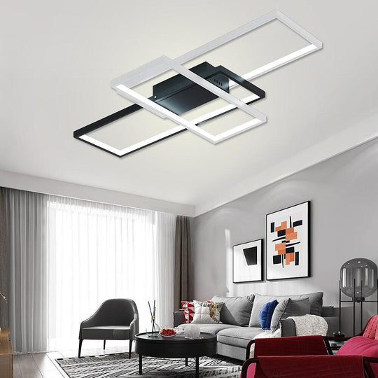 Multi Rectangle Large Flush Mount LED Ceiling Light with 3 Tiers