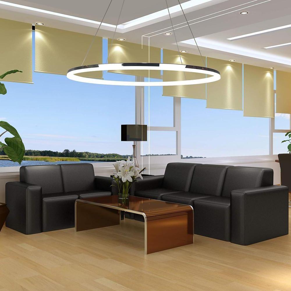 LED Circular Brushed Nickel Modern Pendant Light with Remote