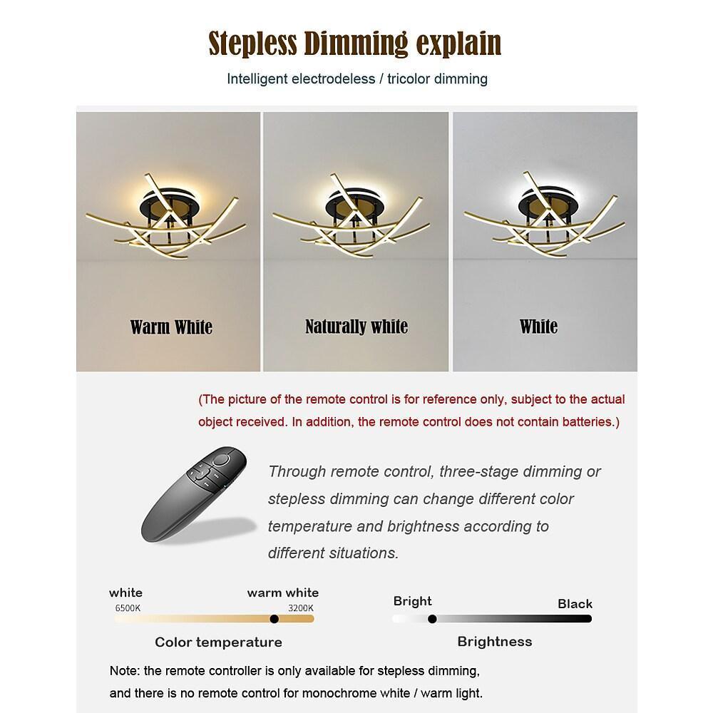 Curved Linear Dimmable LED Artistic Nordic Ceiling Light Semi-Flush Mount Lamp