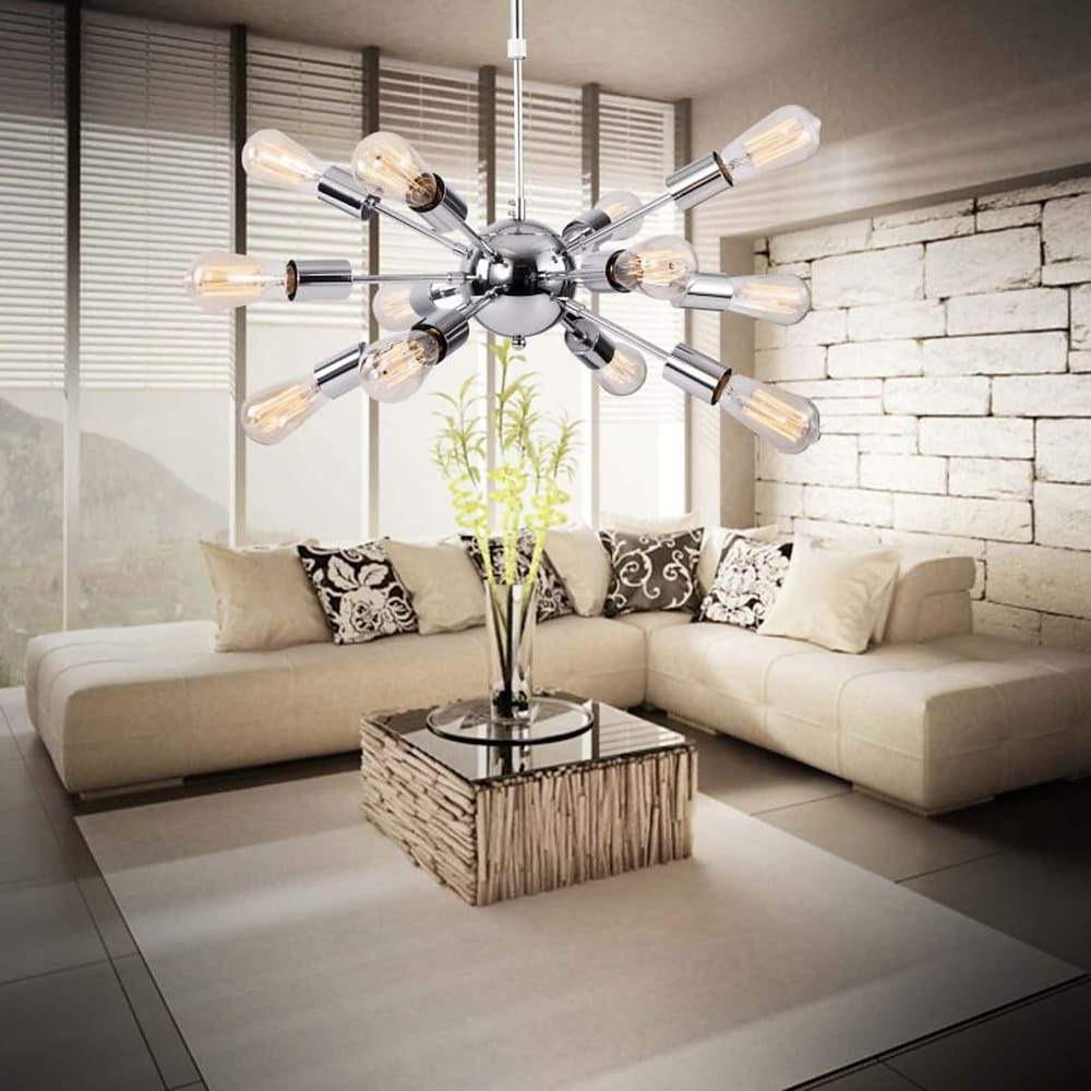 Modern Silver Sputnik Chandelier Dining Room & Kitchen Chandelier with 12 Bulbs