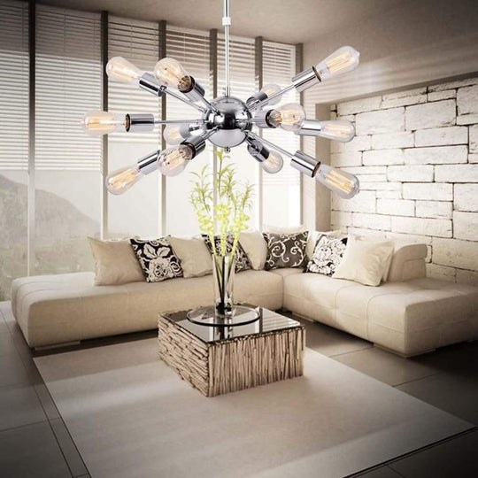 Modern Silver Sputnik Chandelier Dining Room & Kitchen Chandelier with 12 Bulbs
