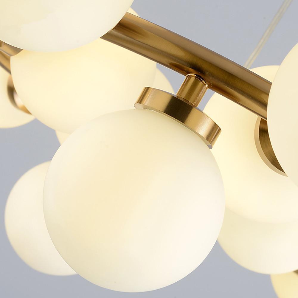 Clustered Glass Globe Electroplated Metal LED Modern Chandelier